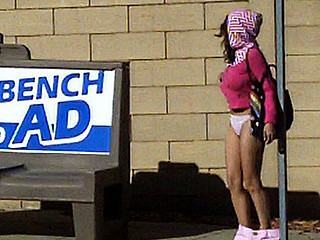 This is classic! We saw LIttle Pink Riding Hood here awaiting for the bus in those hawt tiny shorts. We figured if that babe's showing off those legs, that babe won't mind showing off her booty too! I don't think this chick had any idea what just happened.