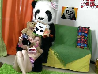 Panda is the best friend of a girl can have, he plays with her and does all short of stupid games but sometimes Panda wants to play a special game with his girl, a game that involves sucking and having no clothes. The cutie undresses revealing a slim sexy body with long legs and delicious tits and begins the game