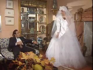 Groom fucks his bride in the white lingerie