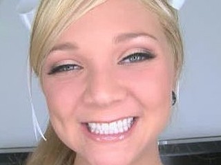 Cute and blameless golden-haired legal age teenager gets face fucked and throated by beefing penis, then gets her taut bawdy cleft pounded until this babe jerks out a spunk flow by hand.